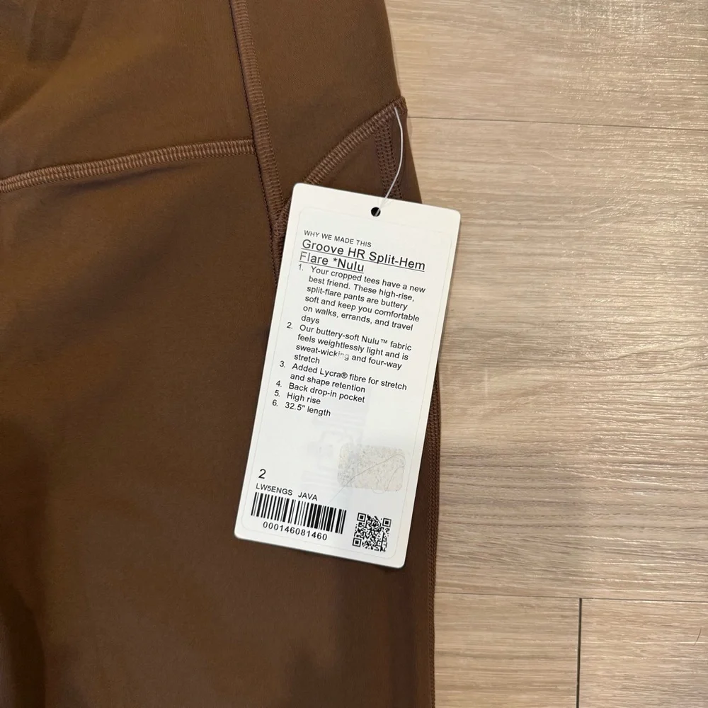 NWT Lululemon Groove High Rise Split Hem Nulu in Java - Picture 4 of 7